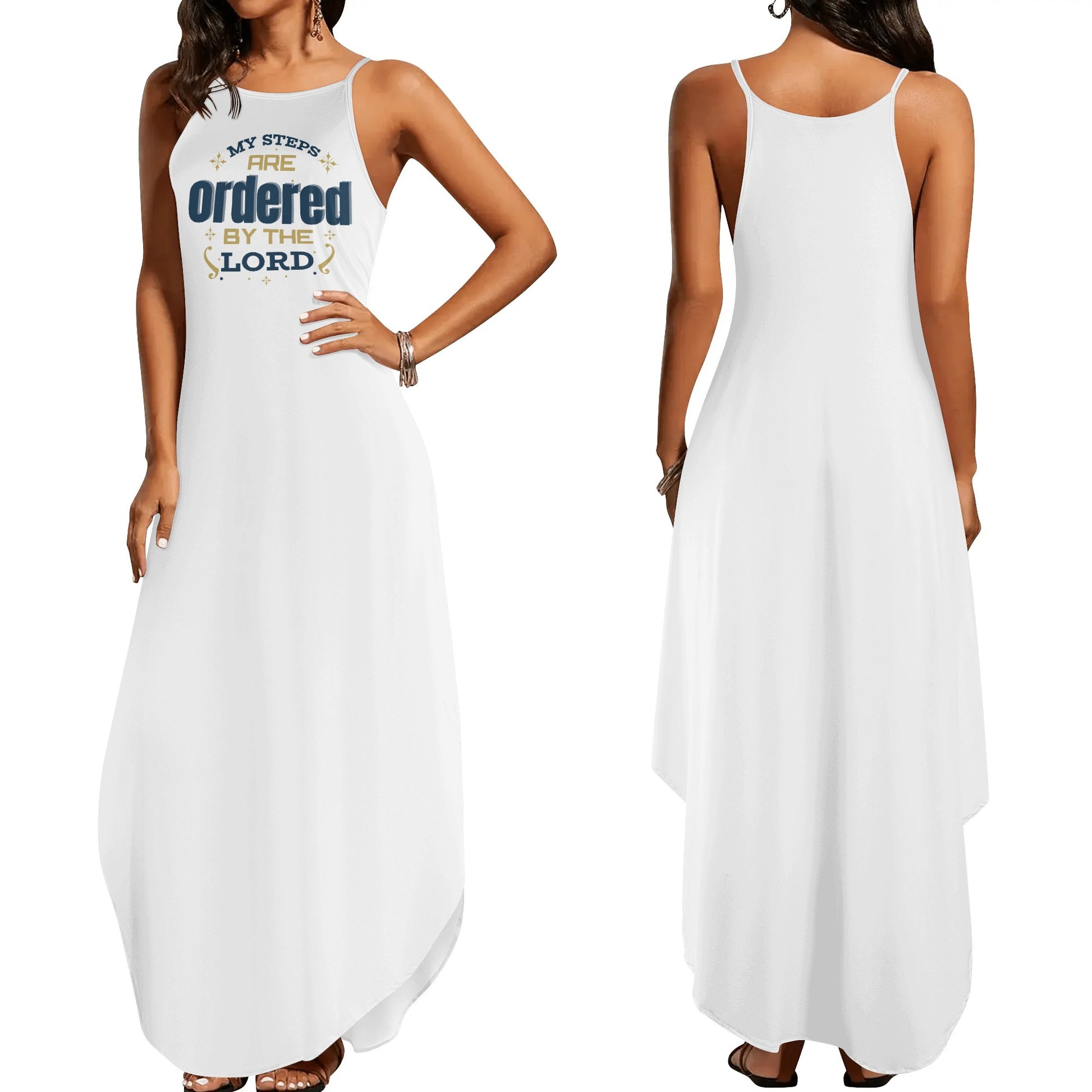 My Steps Are Ordered By The Lord Womens Christian Elegant Sleeveless Summer Maxi Dress popcustoms