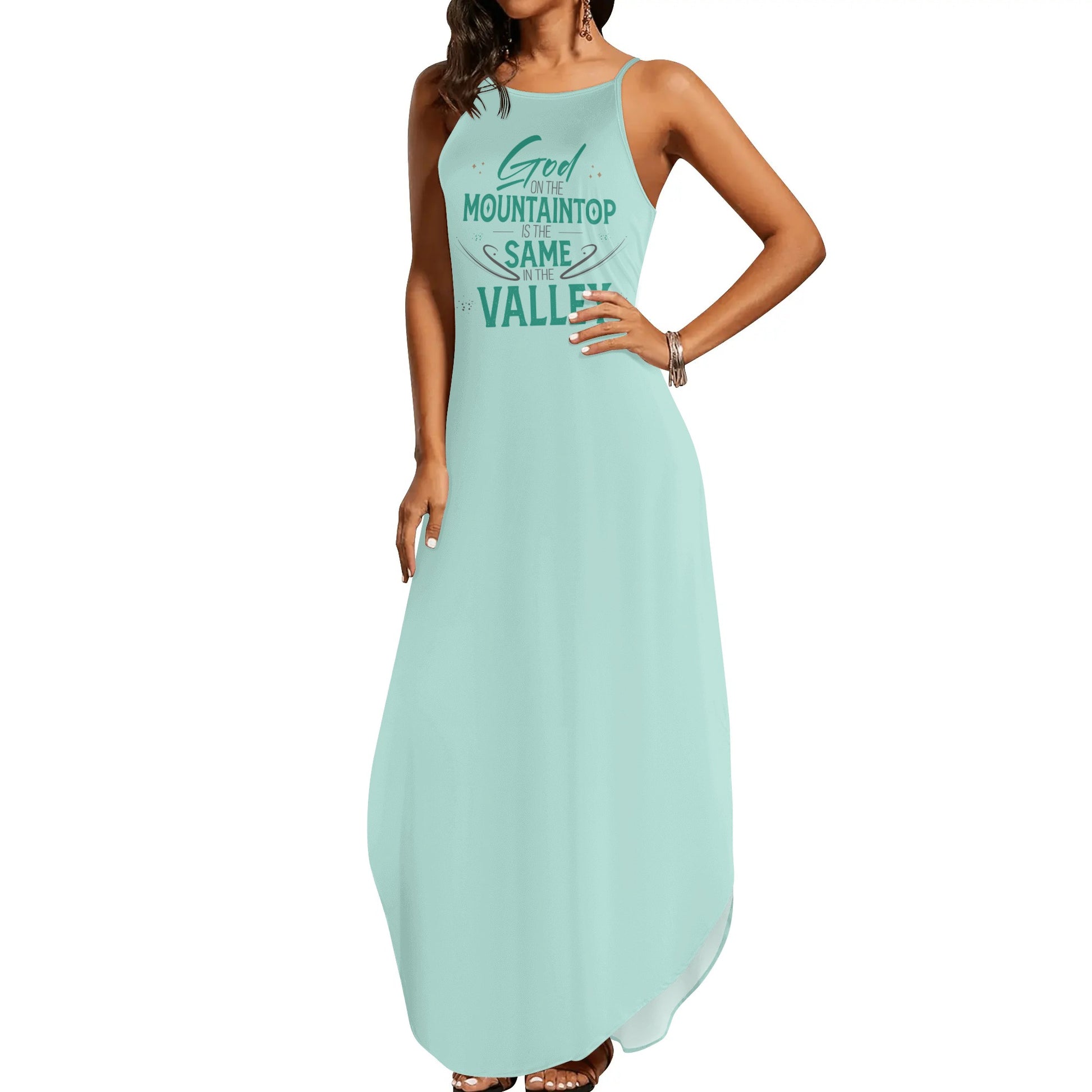 God On The Mountaintop Is The Same In The Valley Womens Christian Elegant Sleeveless Summer Maxi Dress popcustoms