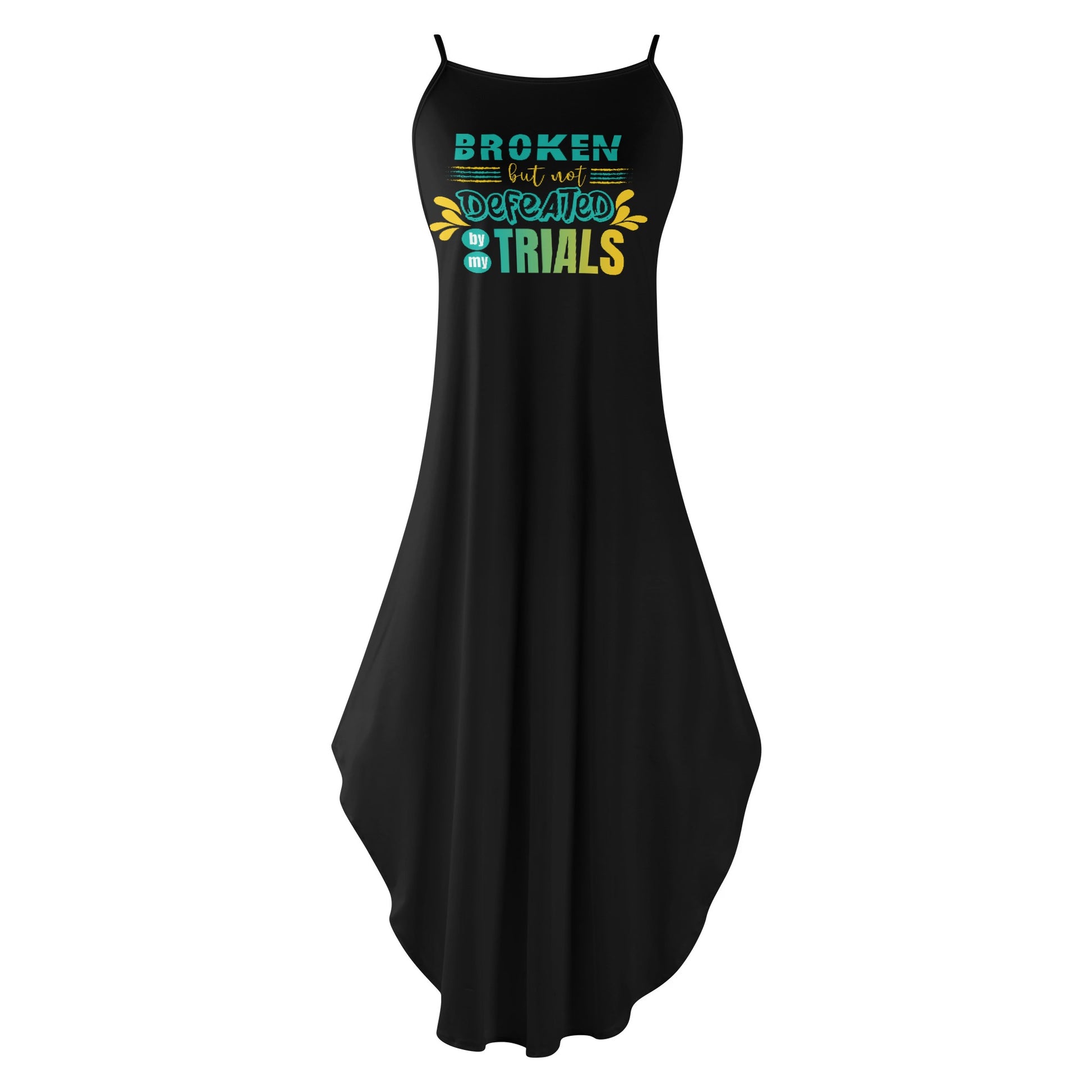 Broken But Not Defeated By My Trials Womens Christian Elegant Sleeveless Summer Maxi Dress popcustoms