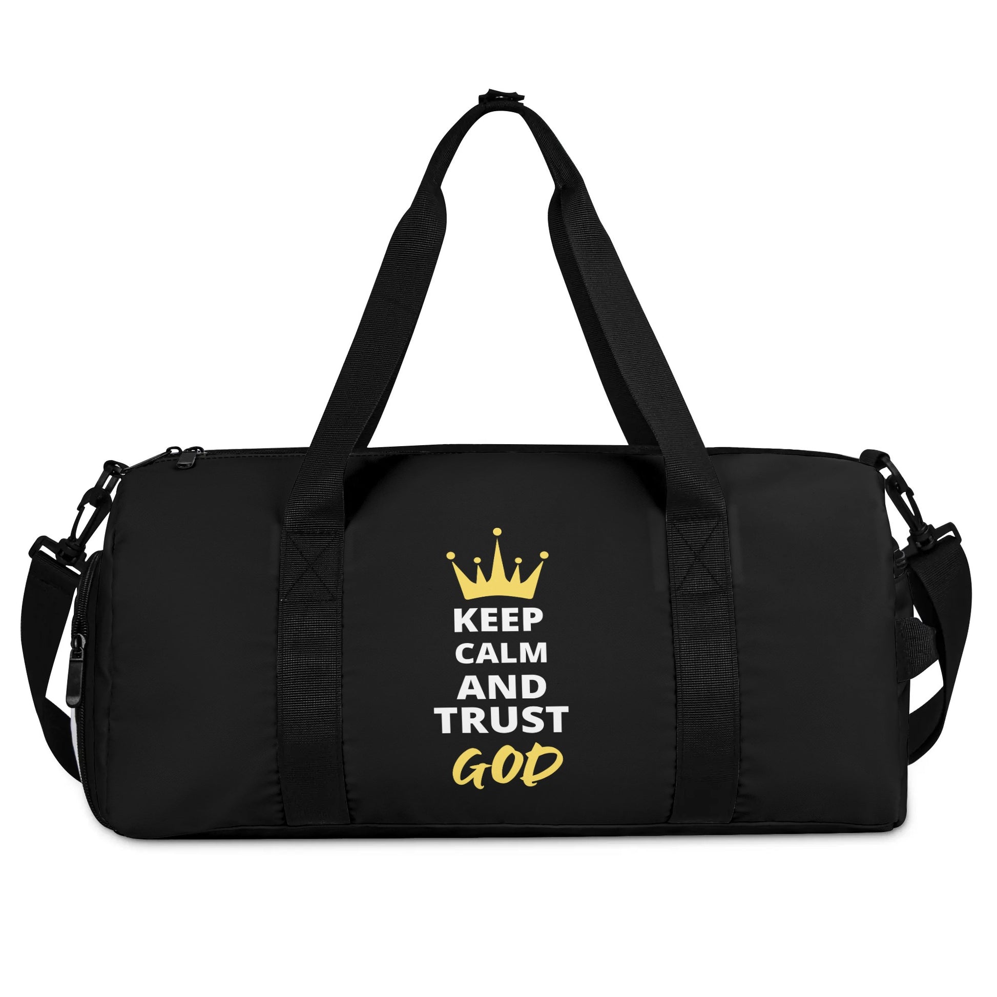 Keep Calm & Trust God Christian Gym Duffle Bag popcustoms