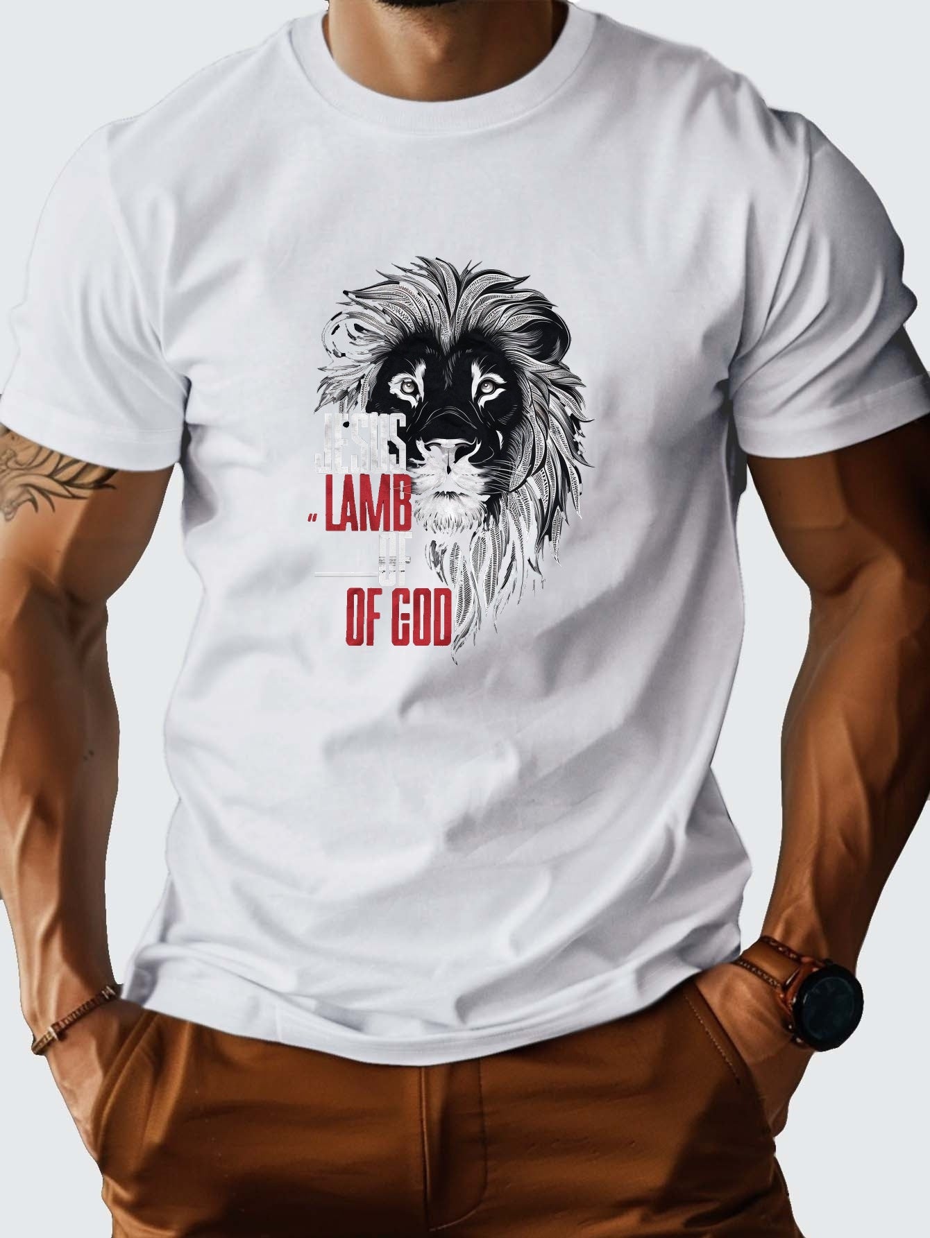 JESUS LAMB OF God Men's Christian T-shirt claimedbygoddesigns