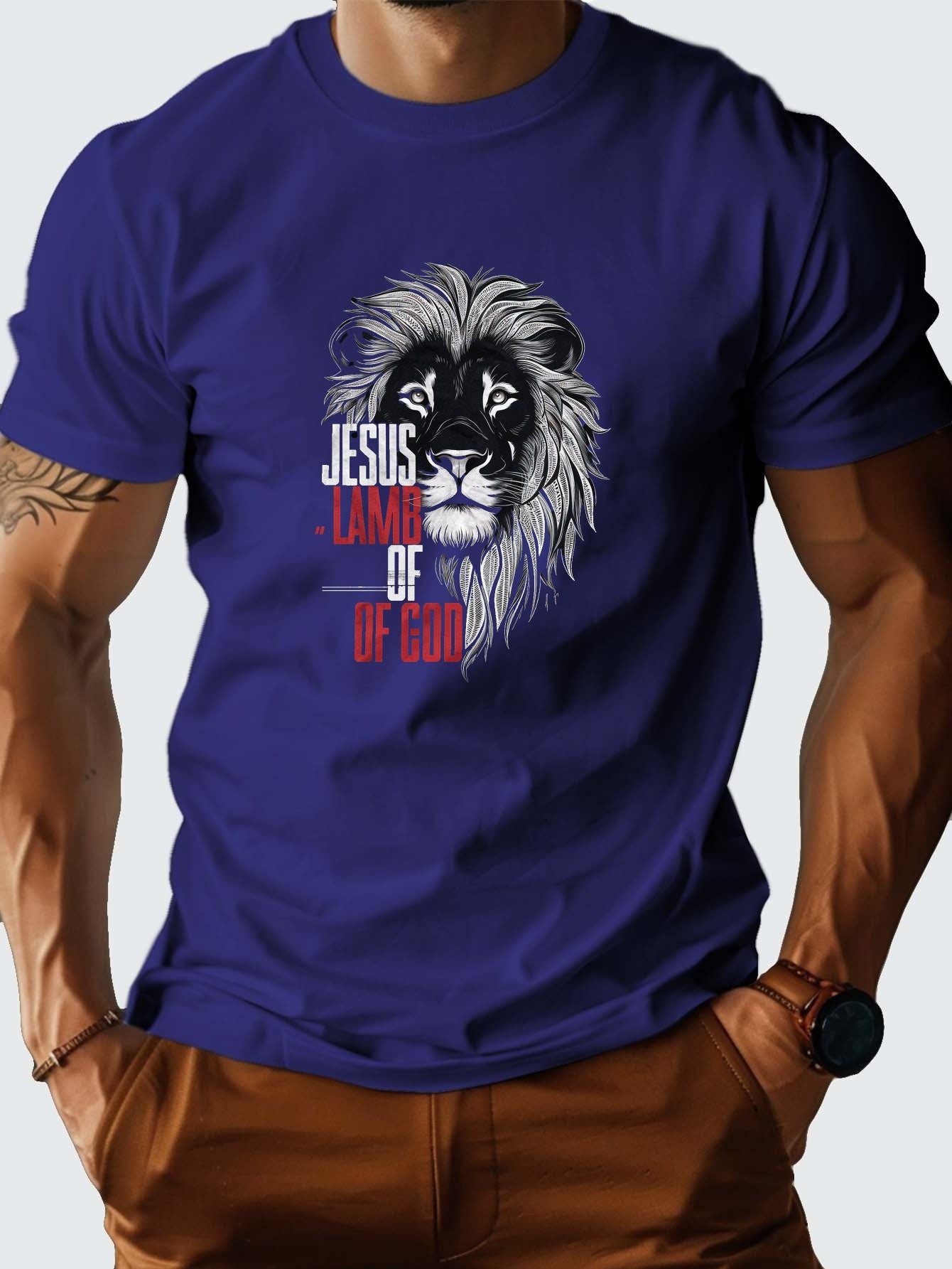 JESUS LAMB OF God Men's Christian T-shirt claimedbygoddesigns