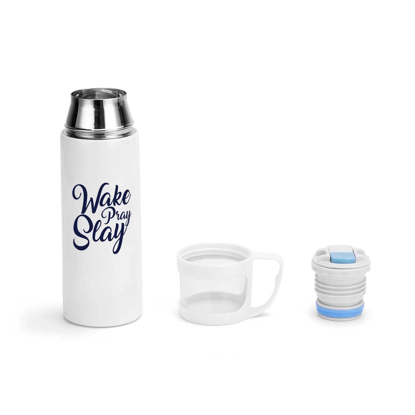 Wake Pray Slay Christian Vacuum Bottle with Cup popcustoms