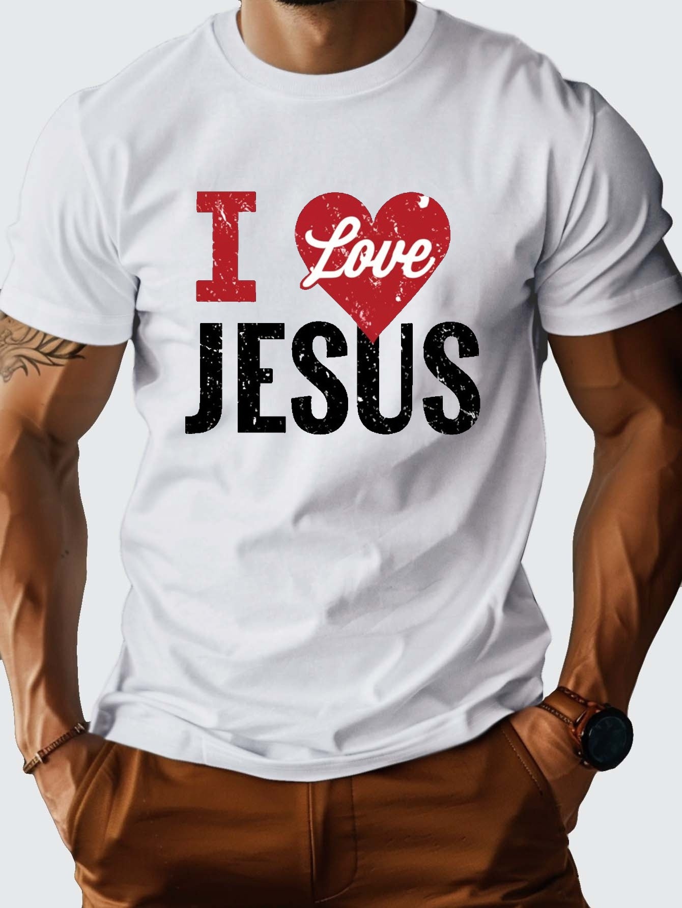 I LOVE JESUS (heart) Men's Christian T-shirt claimedbygoddesigns