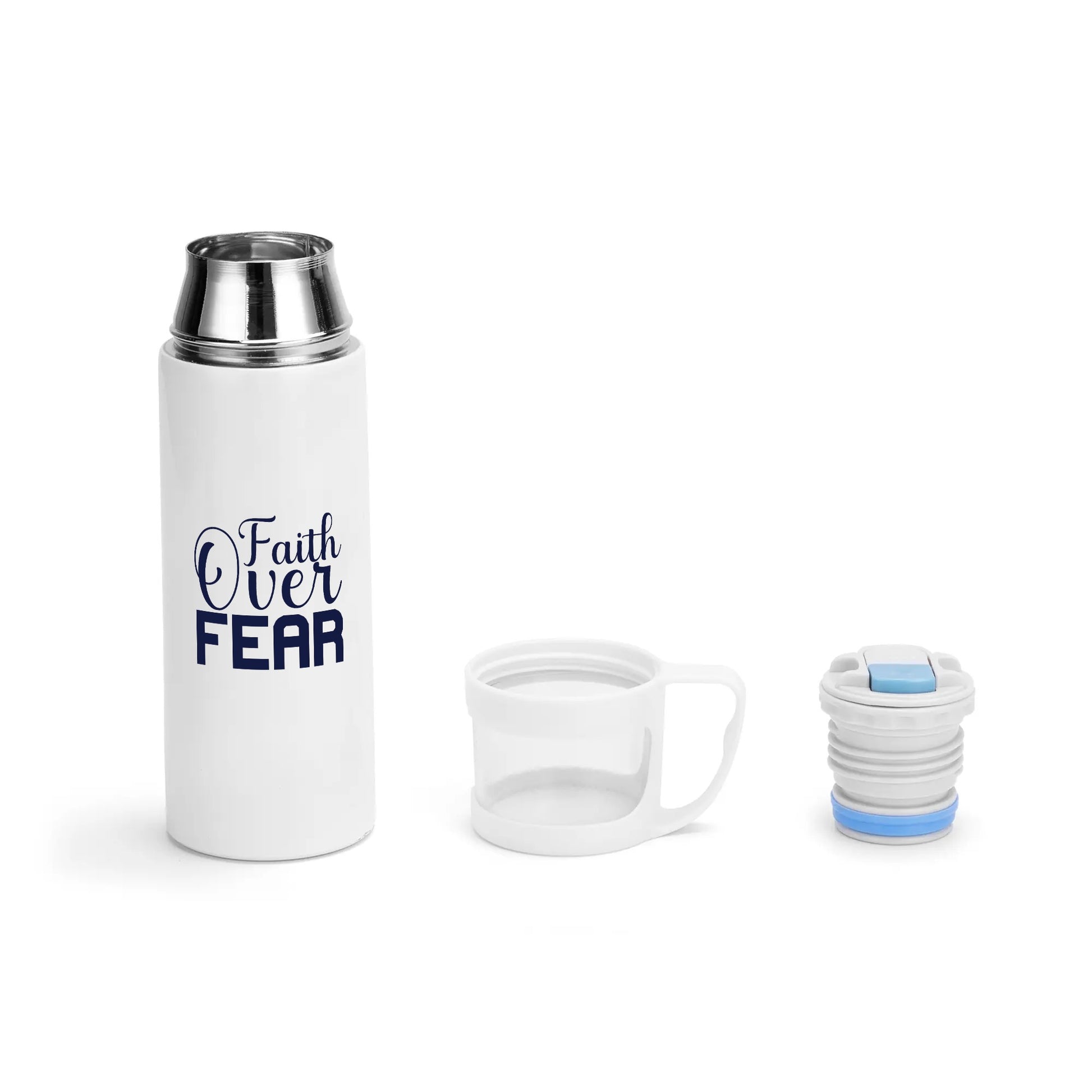 Faith Over Fear Christian Vacuum Bottle with Cup popcustoms