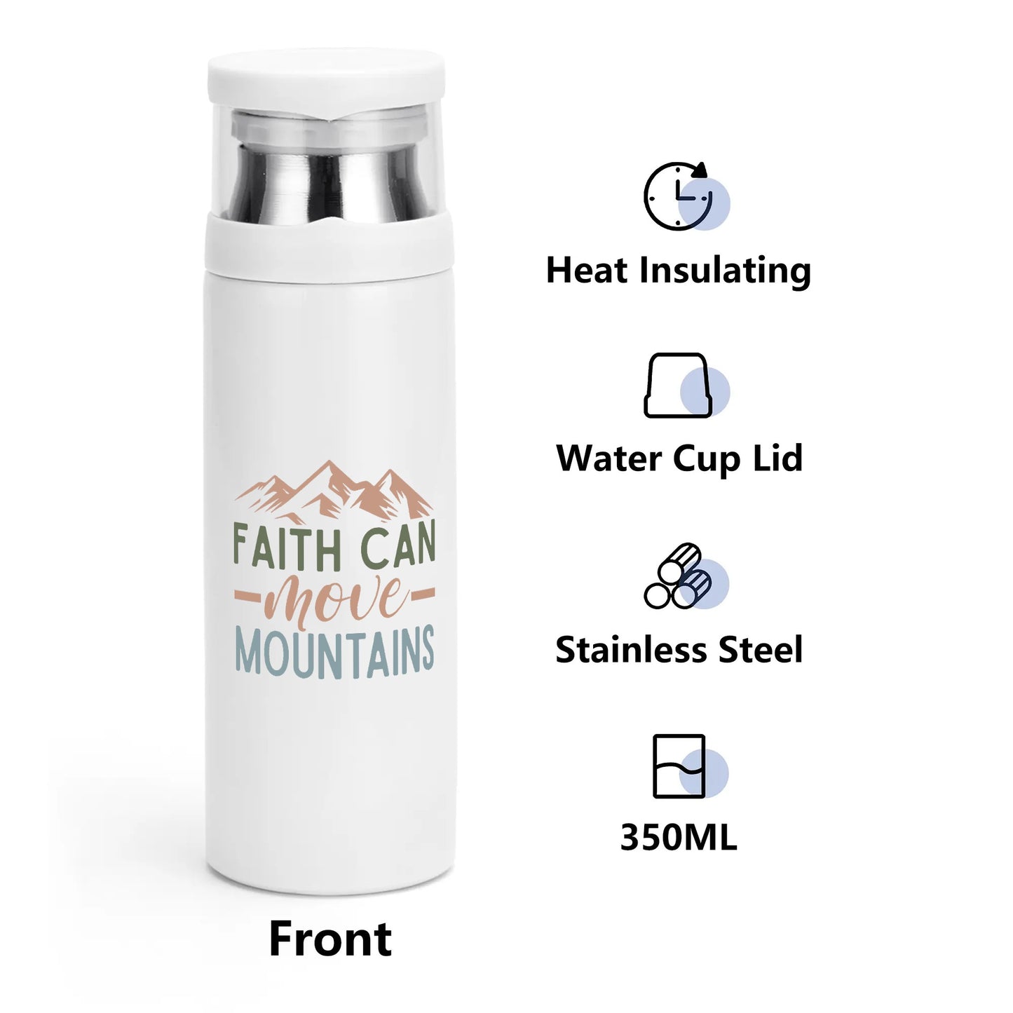 Faith Can Move Mountains Christian Vacuum Bottle with Cup popcustoms