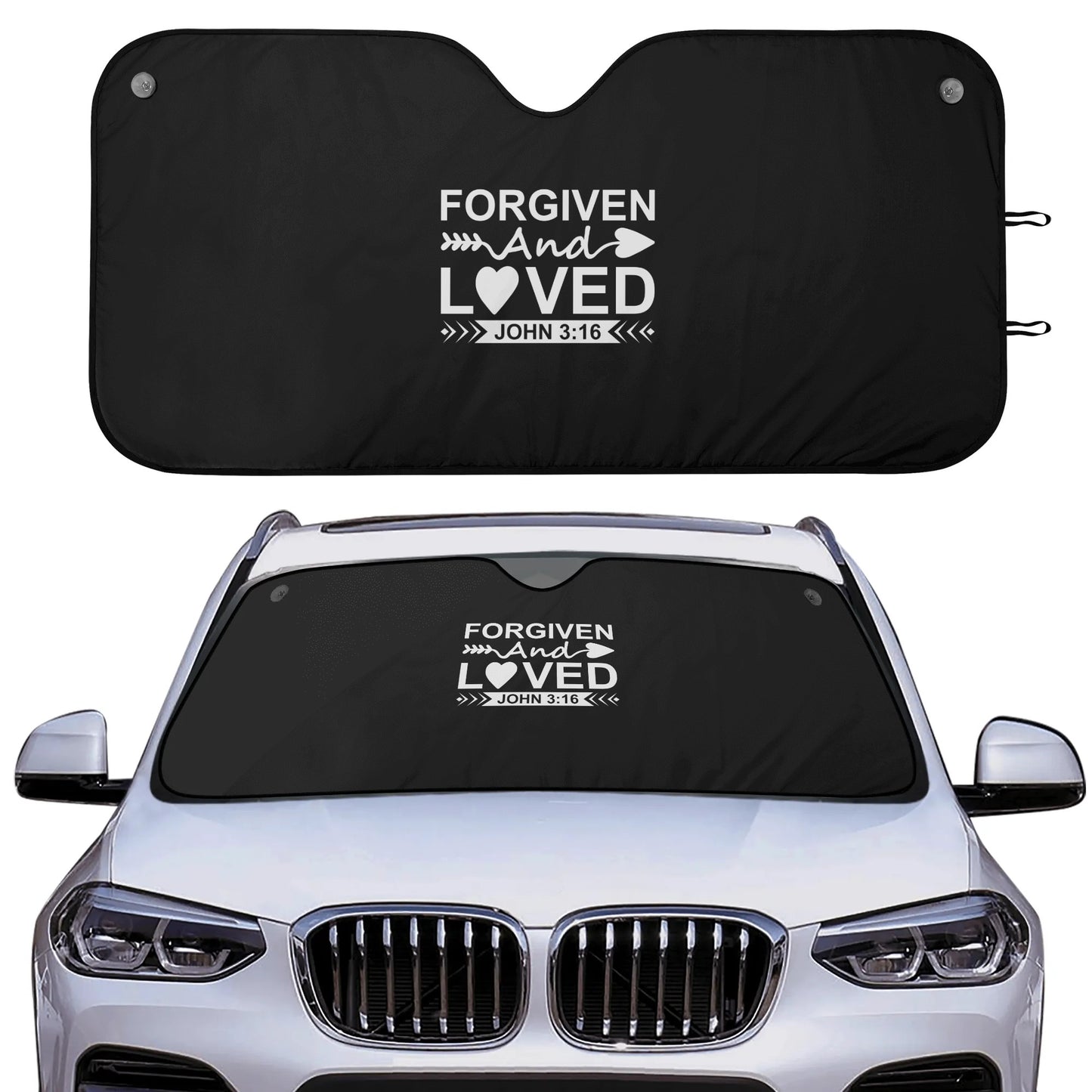 Forgiven & Loved Car Sunshade Christian Car Accessories popcustoms