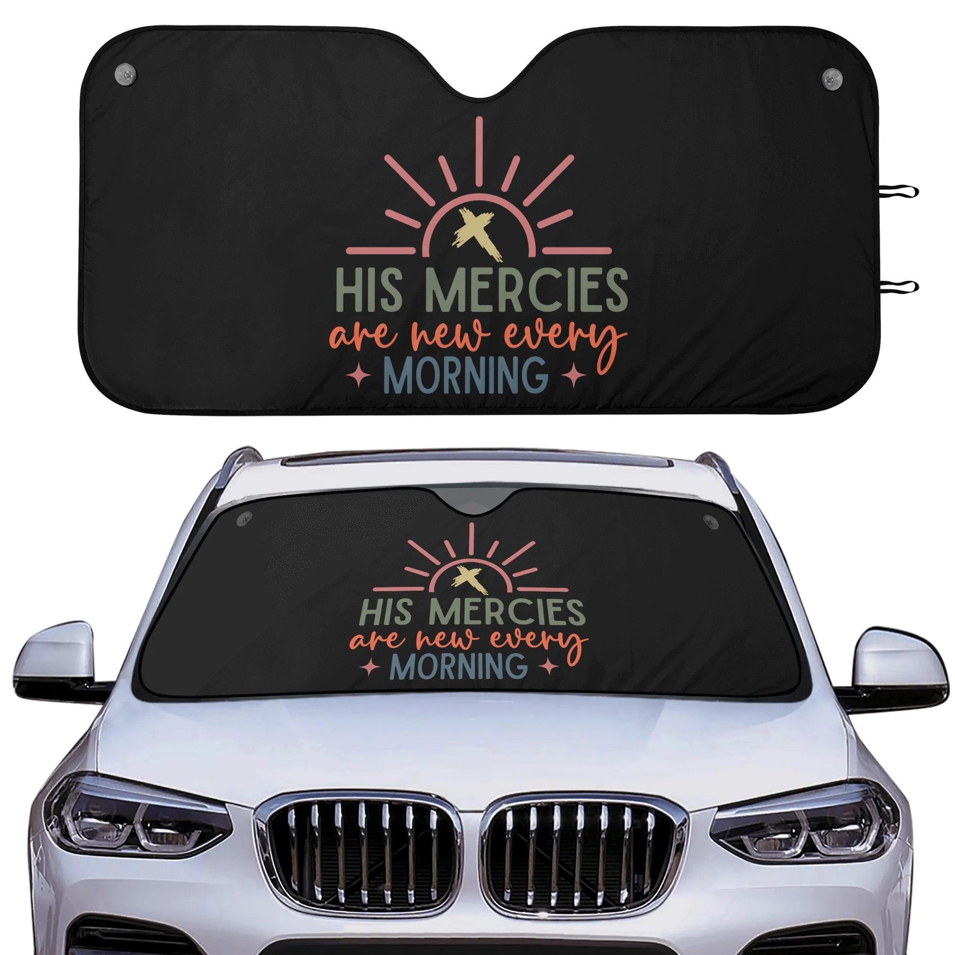 His Mercies Are New Every Morning Car Sunshade Christian Car Accessories popcustoms