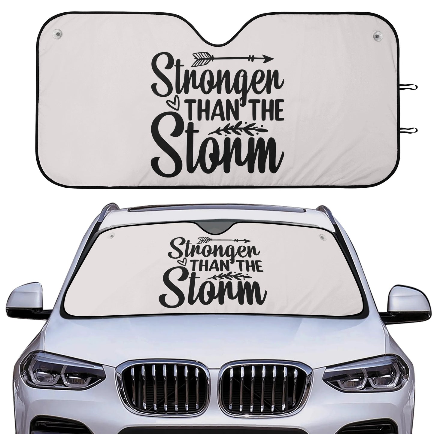 Stronger Than The Storm Car Sunshade Christian Car Accessories popcustoms