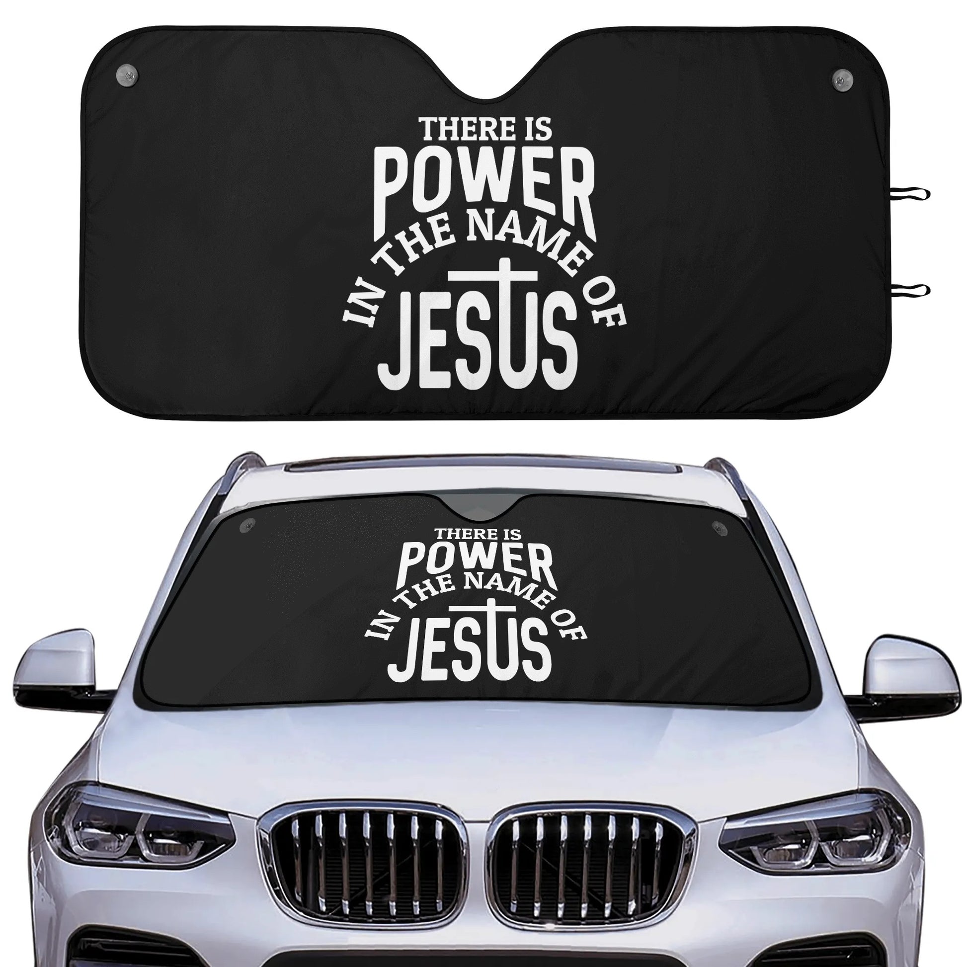 There Is Power In The Name Of Jesus Car Sunshade Christian Car Accessories popcustoms