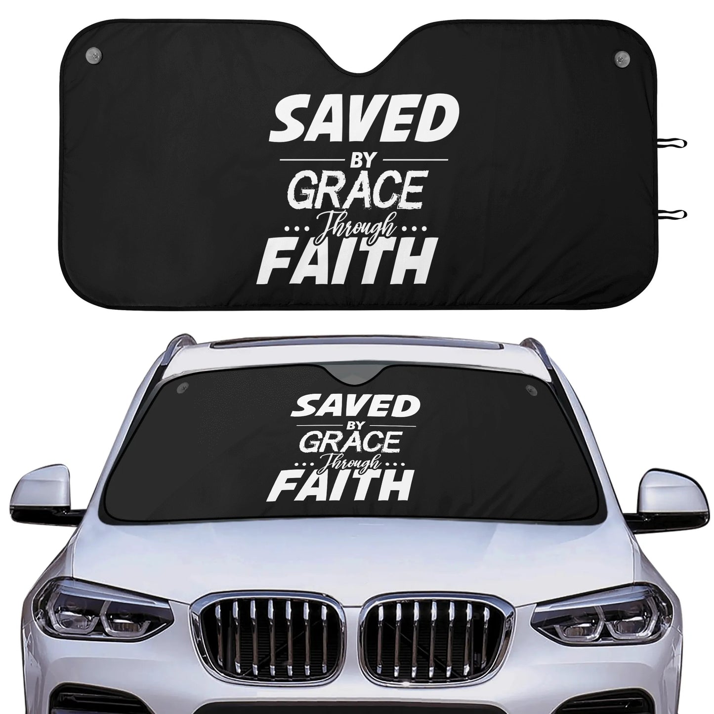 Saved By Grace Through Faith Car Sunshade Christian Car Accessories popcustoms