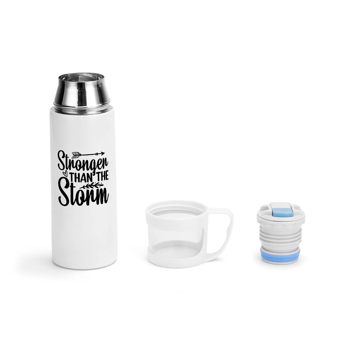 Stronger Than The Storm Christian Vacuum Bottle with Cup popcustoms
