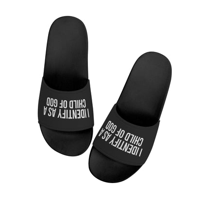 I Identify As A Child Of God Mens Christian Slide Sandals popcustoms