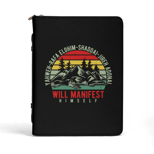 God Will Manifest Himself PU Leather Christian Bible Cover With Pocket no Strap popcustoms