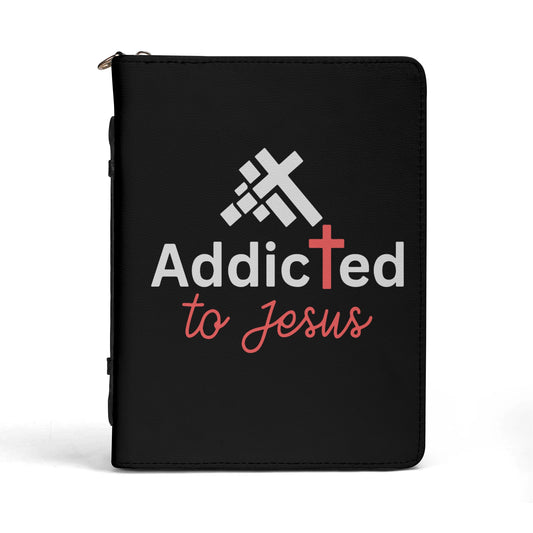 Addicted To Jesus PU Leather Christian Bible Cover With Pocket no Strap popcustoms