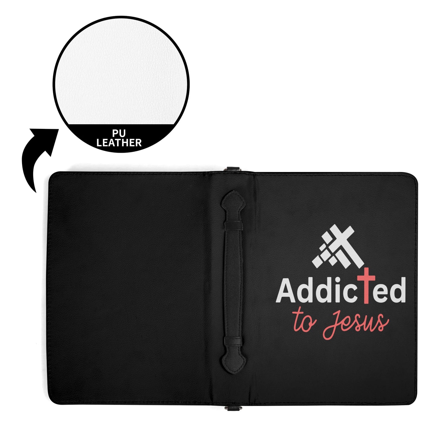 Addicted To Jesus PU Leather Christian Bible Cover With Pocket no Strap popcustoms