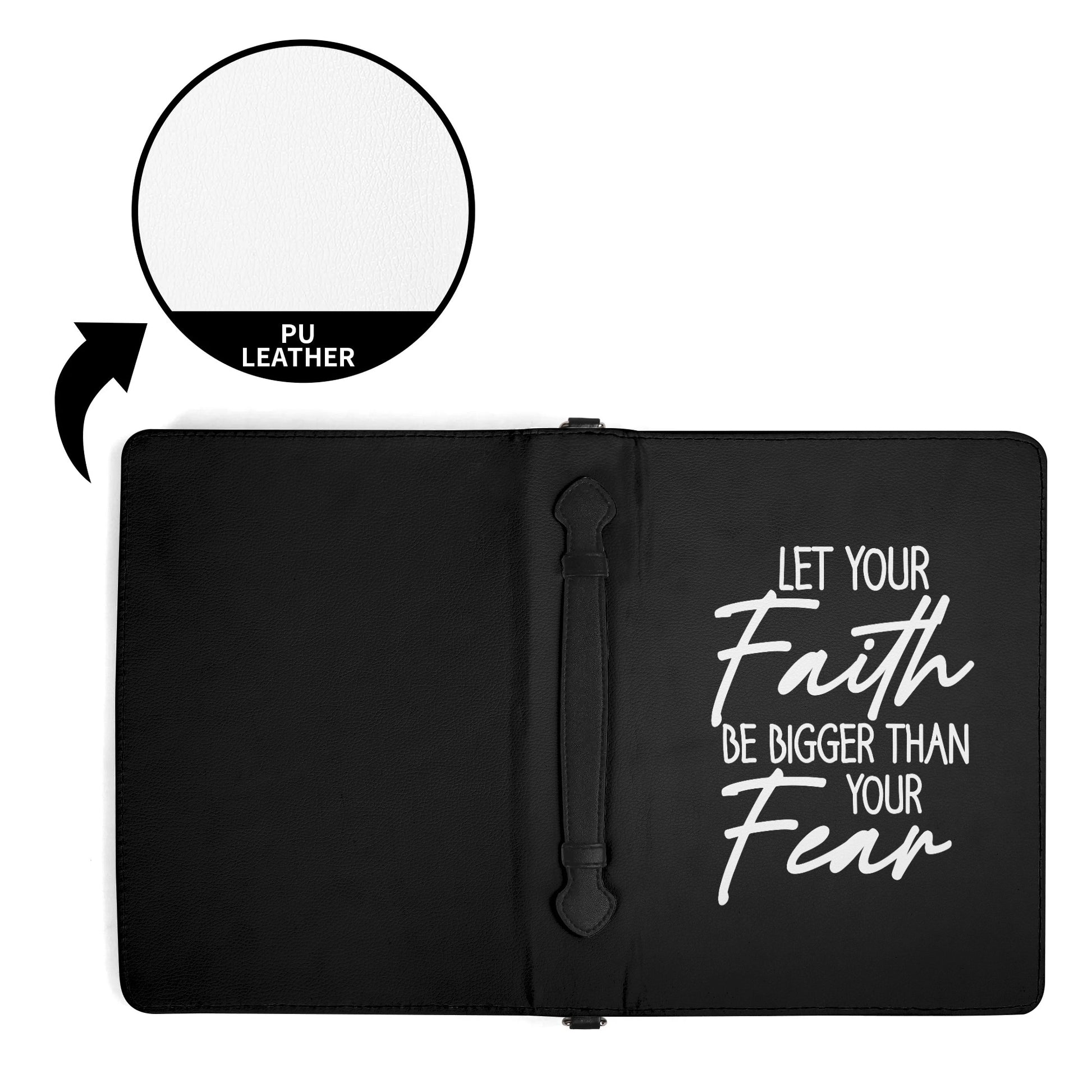 Let Your Faith Be Bigger Than Your Fear PU Leather Christian Bible Cover With Pocket no Strap popcustoms