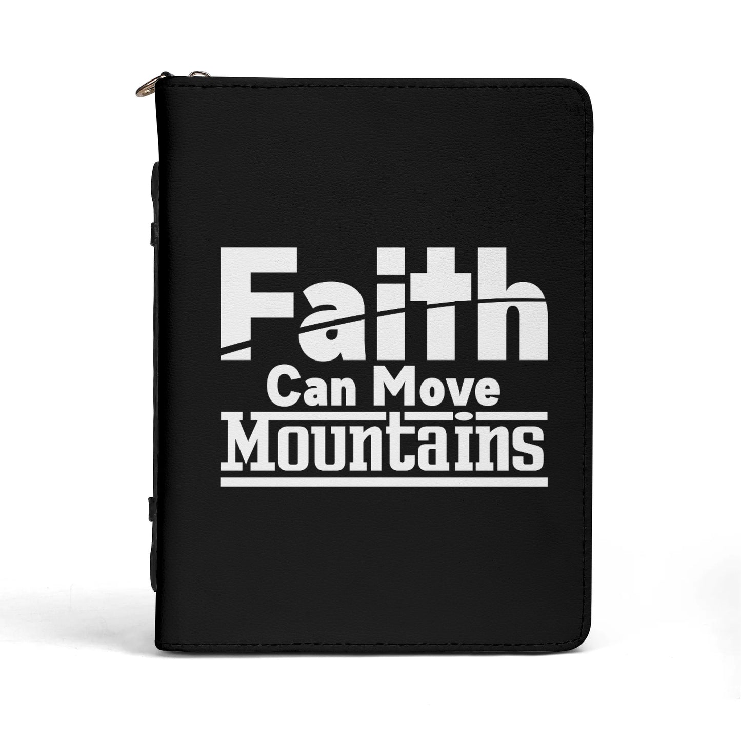 Faith Can Move Mountains PU Leather Christian Bible Cover With Pocket no Strap popcustoms