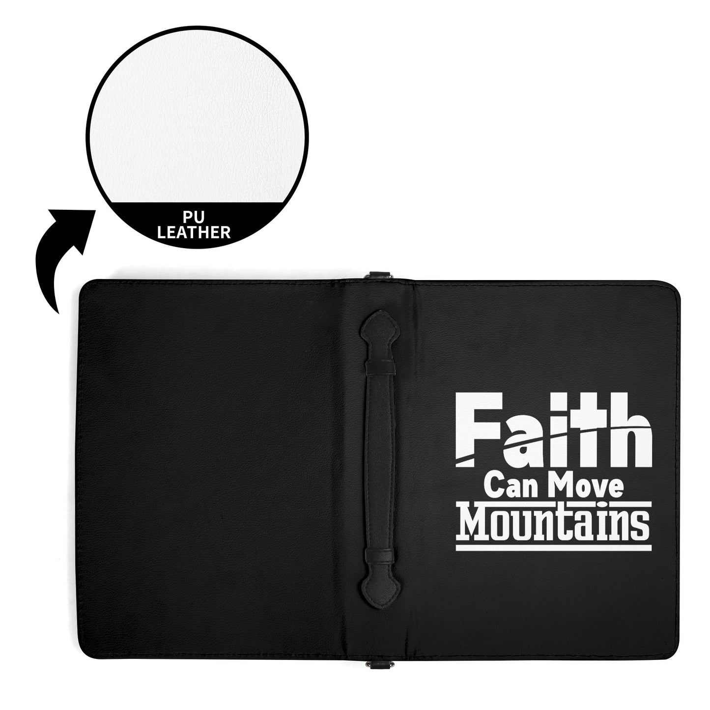 Faith Can Move Mountains PU Leather Christian Bible Cover With Pocket no Strap popcustoms