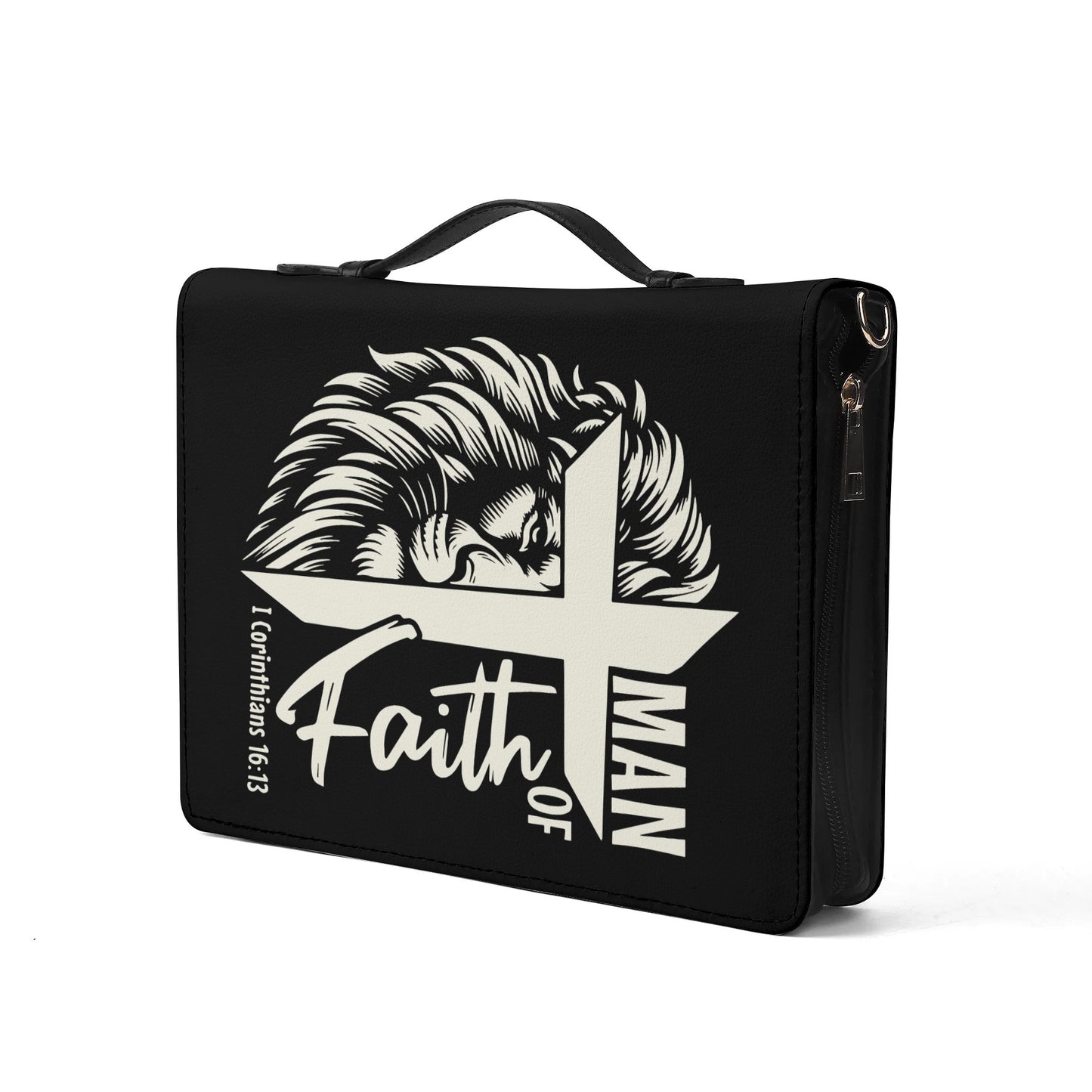 Man Of Faith PU Leather Christian Bible Cover With Pocket no Strap popcustoms