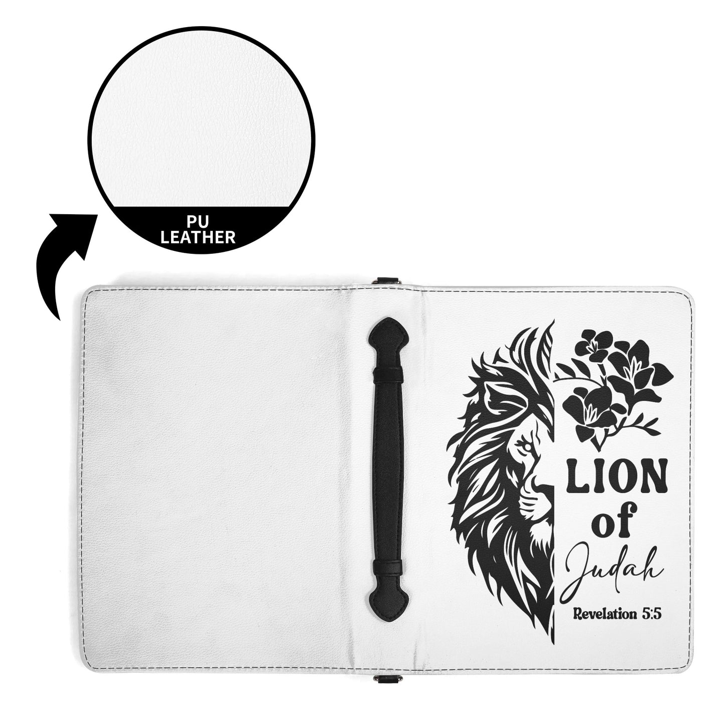 Lion Of Judah PU Leather Christian Bible Cover With Pocket no Strap popcustoms