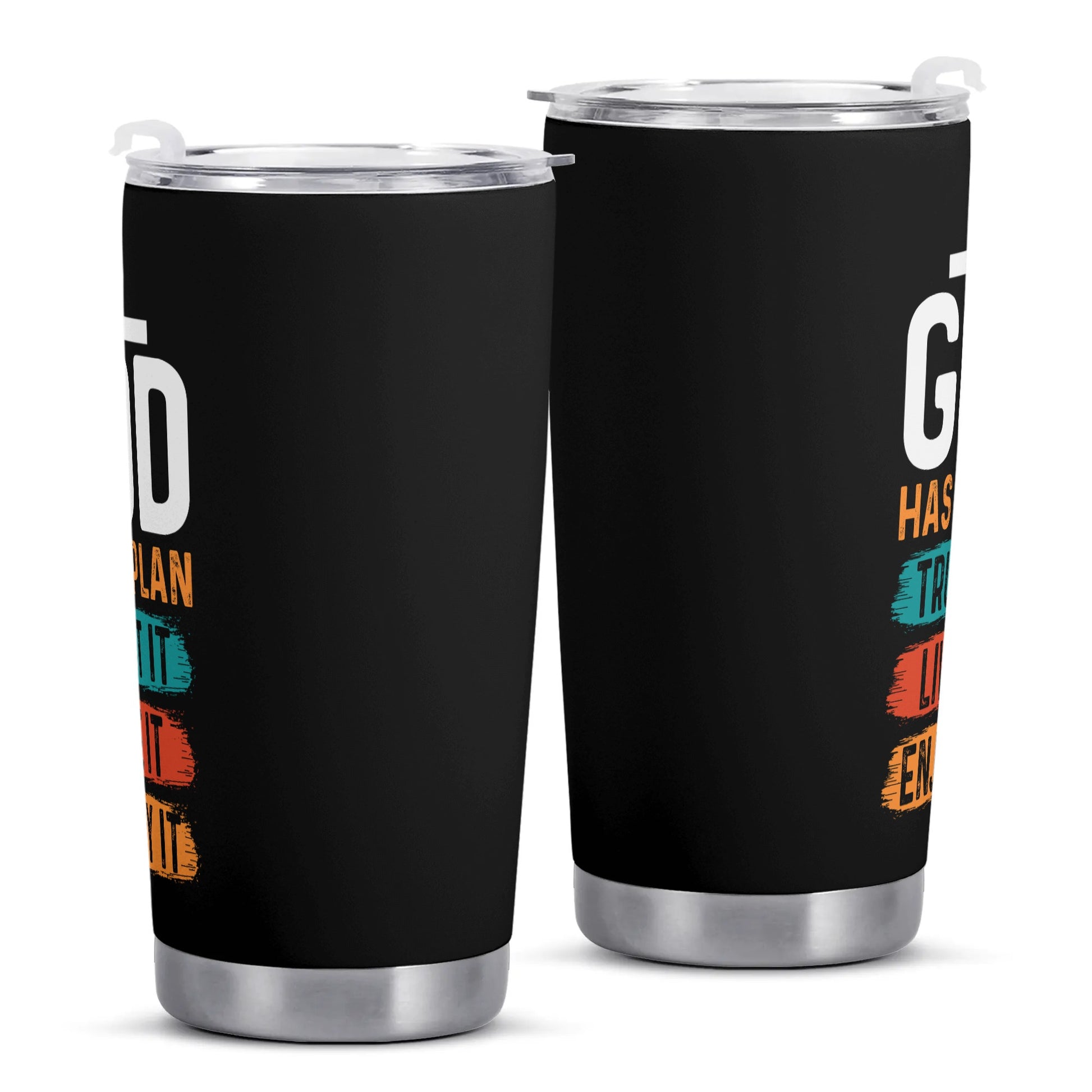 God Has A Plan Christian Stainless SteelTumbler 20oz popcustoms