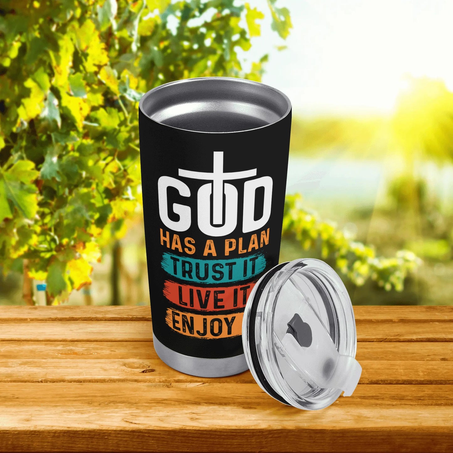 God Has A Plan Christian Stainless SteelTumbler 20oz popcustoms