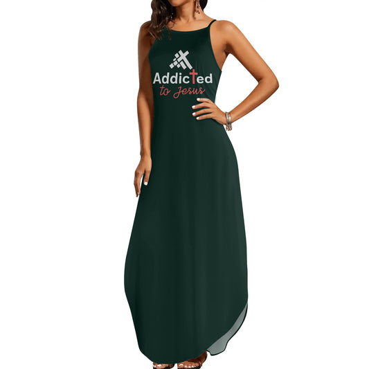 Addicted To Jesus Womens Christian Elegant Sleeveless Summer Maxi Dress popcustoms