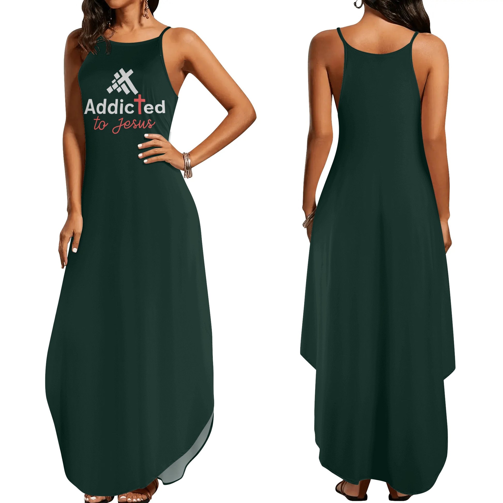 Addicted To Jesus Womens Christian Elegant Sleeveless Summer Maxi Dress popcustoms