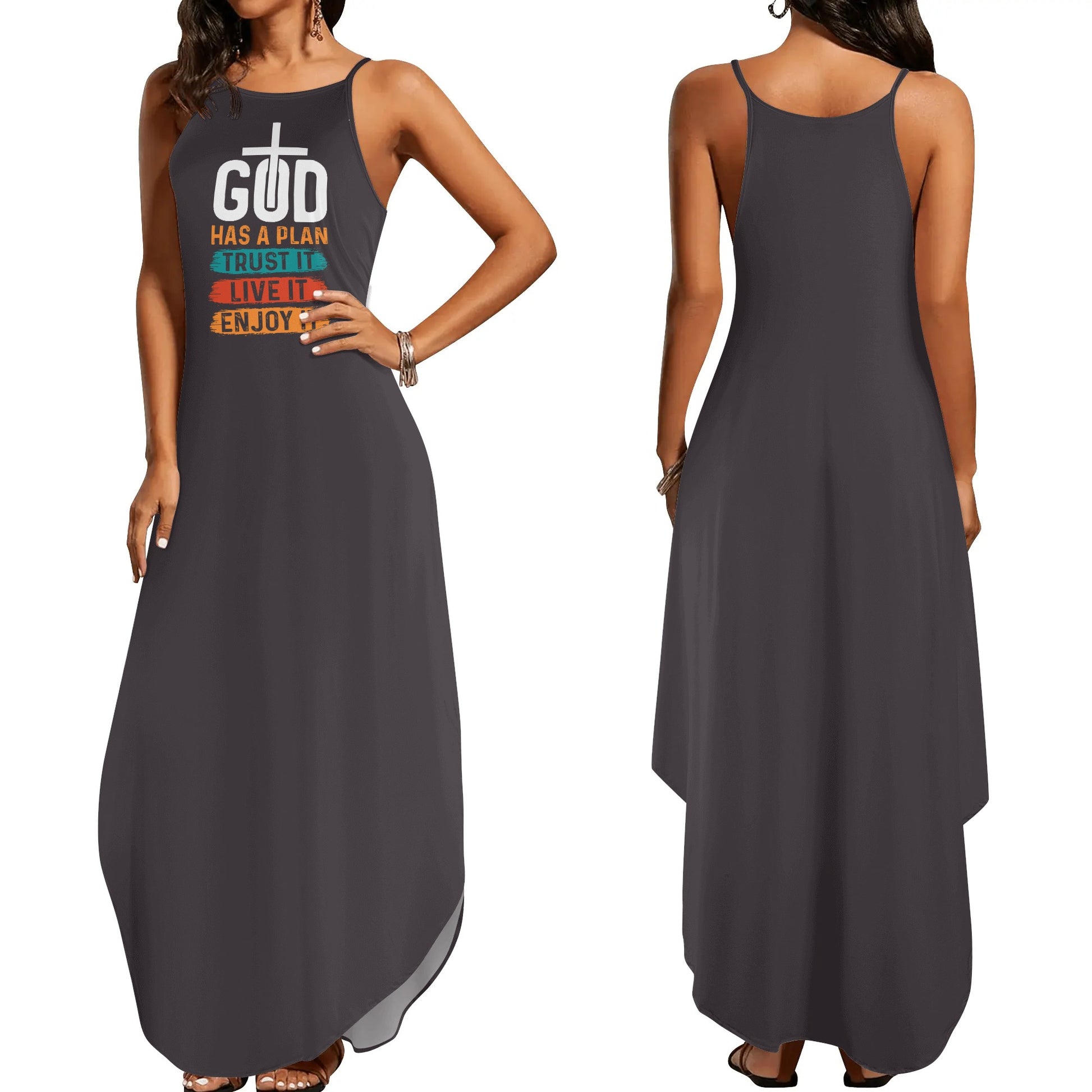 God Has A Plan Womens Christian Elegant Sleeveless Summer Maxi Dress popcustoms