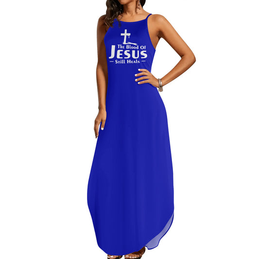 The Blood Of Jesus Still Heals Womens Christian Elegant Sleeveless Summer Maxi Dress popcustoms