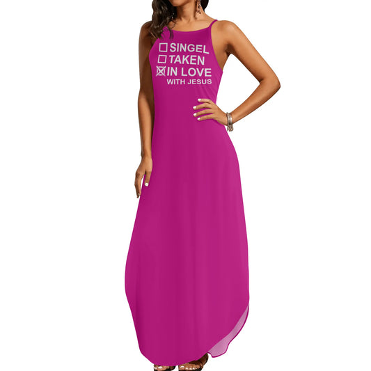 Single Taken In Love With Jesus Womens Christian Elegant Sleeveless Summer Maxi Dress popcustoms
