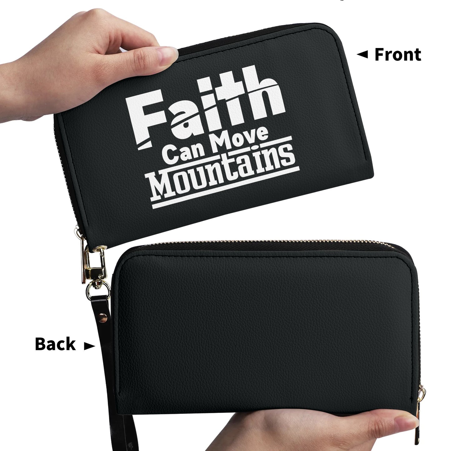Faith Can Move Mountains PU Leather Womens Christian Wallet popcustoms
