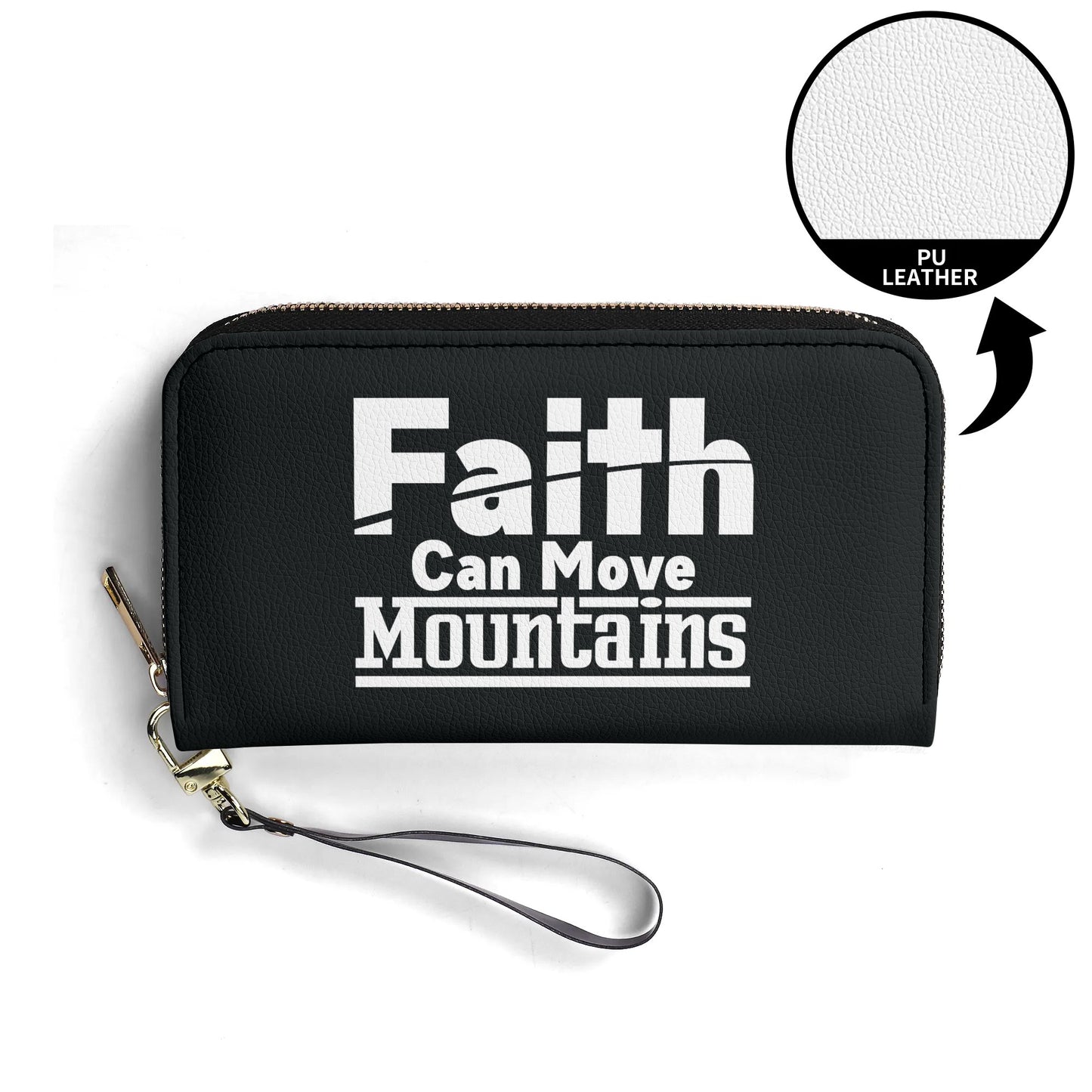 Faith Can Move Mountains PU Leather Womens Christian Wallet popcustoms