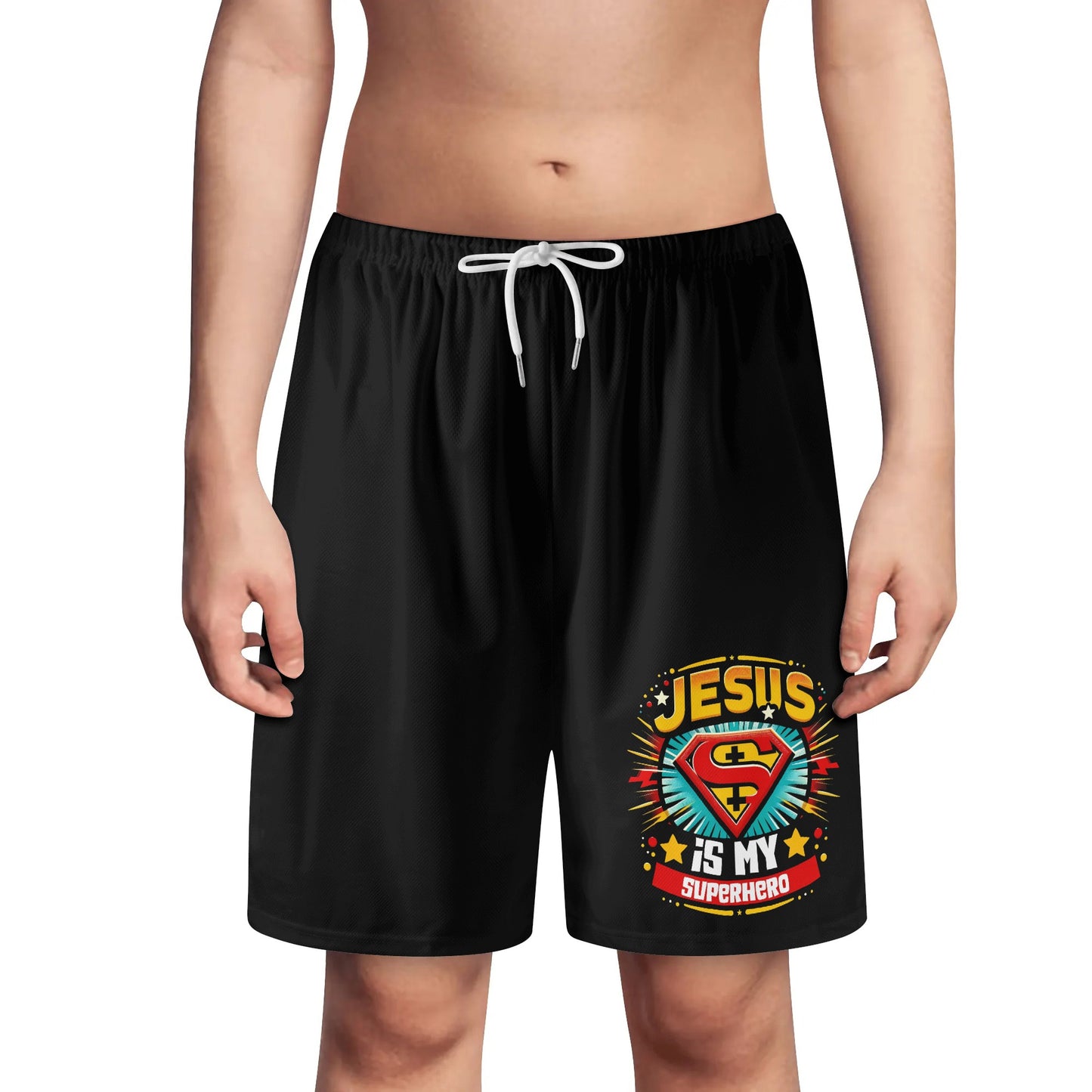 Jesus Is My Superhero Youth Christian Shorts popcustoms