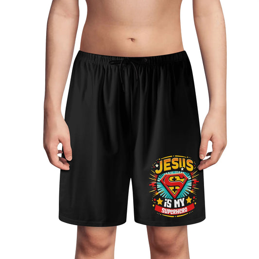 Jesus Is My Superhero Youth Christian Shorts popcustoms