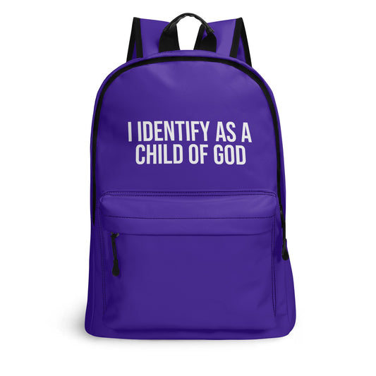 I Identify As A Child Of God (PU) Leather School Christian Backpack popcustoms