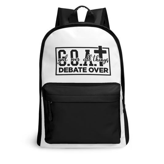 GOAT God Over All Things Debate Over (PU) Leather School Christian Backpack popcustoms