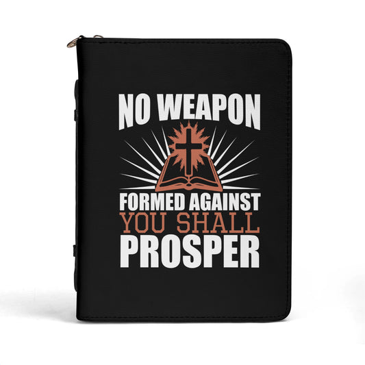 No Weapon Formed Against You Shall Prosper PU Leather Christian Bible Cover With Pocket no Strap popcustoms