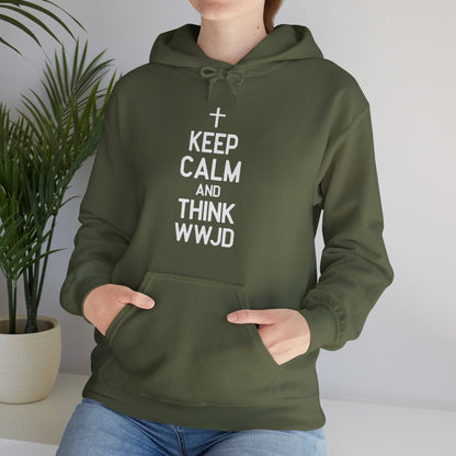 Keep Calm And Think What Would He Do (wwjd)Unisex Christian Hooded Pullover Sweatshirt