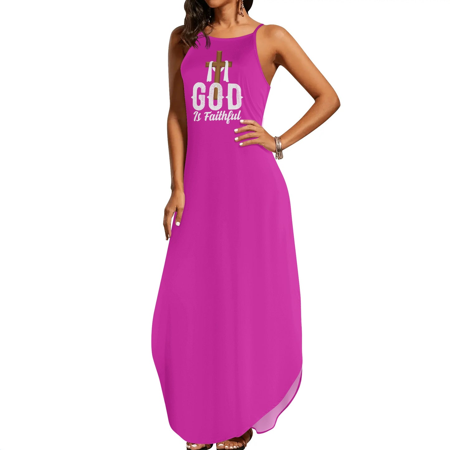 God Is Faithful Womens Christian Elegant Sleeveless Summer Maxi Dress popcustoms