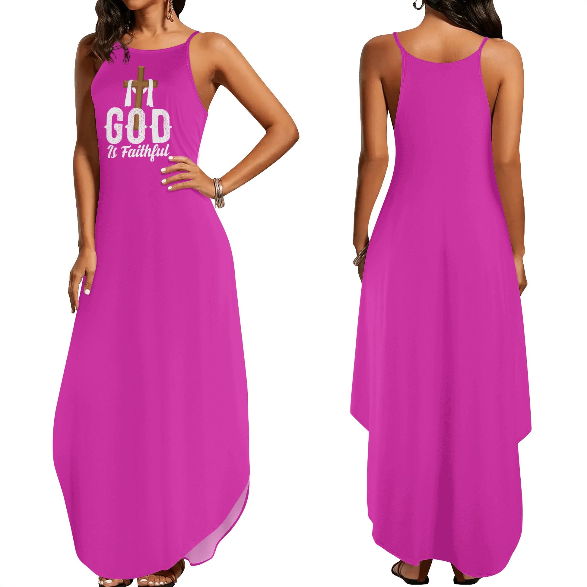 God Is Faithful Womens Christian Elegant Sleeveless Summer Maxi Dress popcustoms