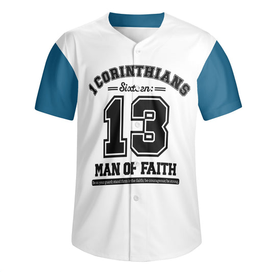 1 Corinthians Sixteen 13 Man Of Faith Mens Christian Baseball Jersey popcustoms