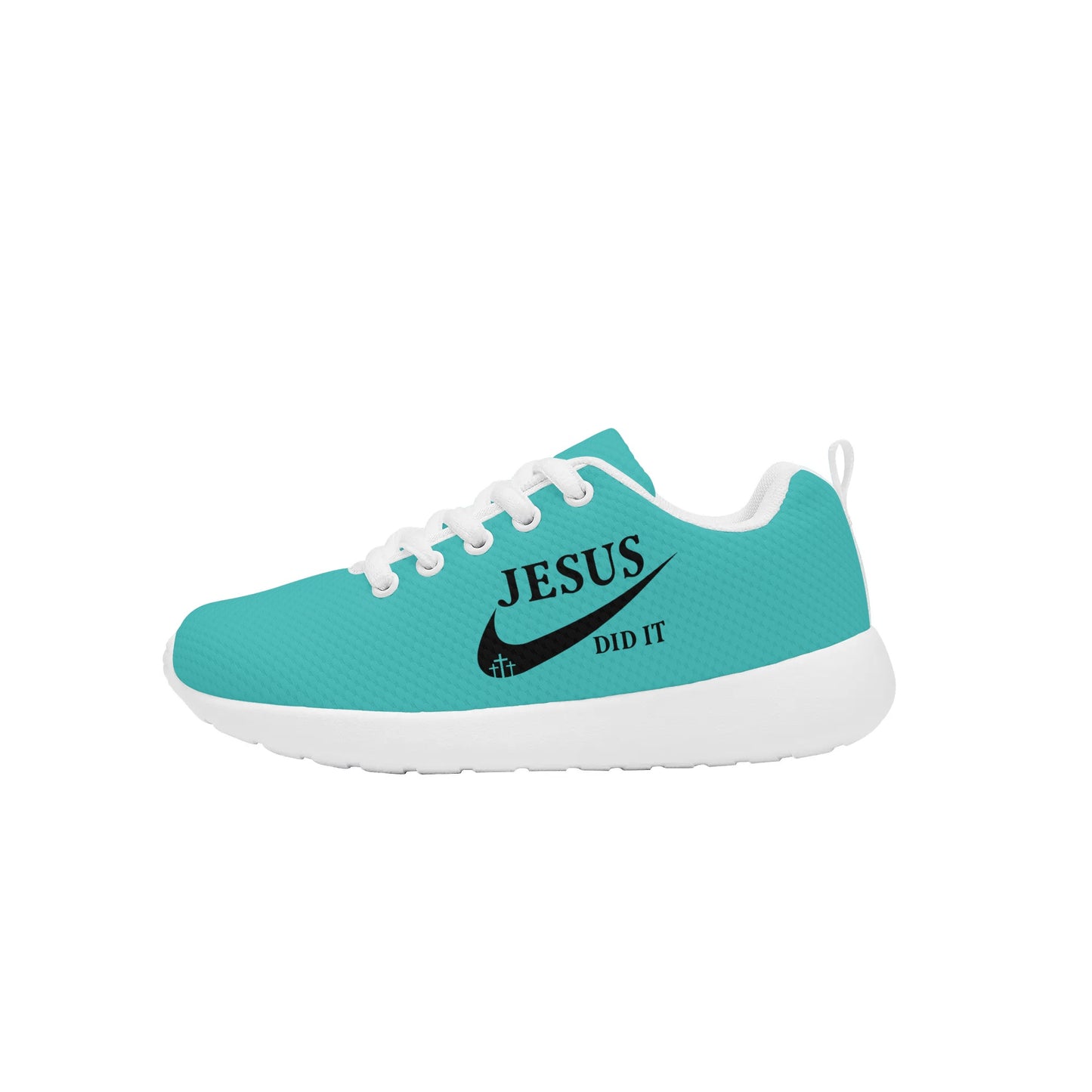 Jesus Did It (Like Nike) Kids Lace-up Athletic Christian Sneakers popcustoms