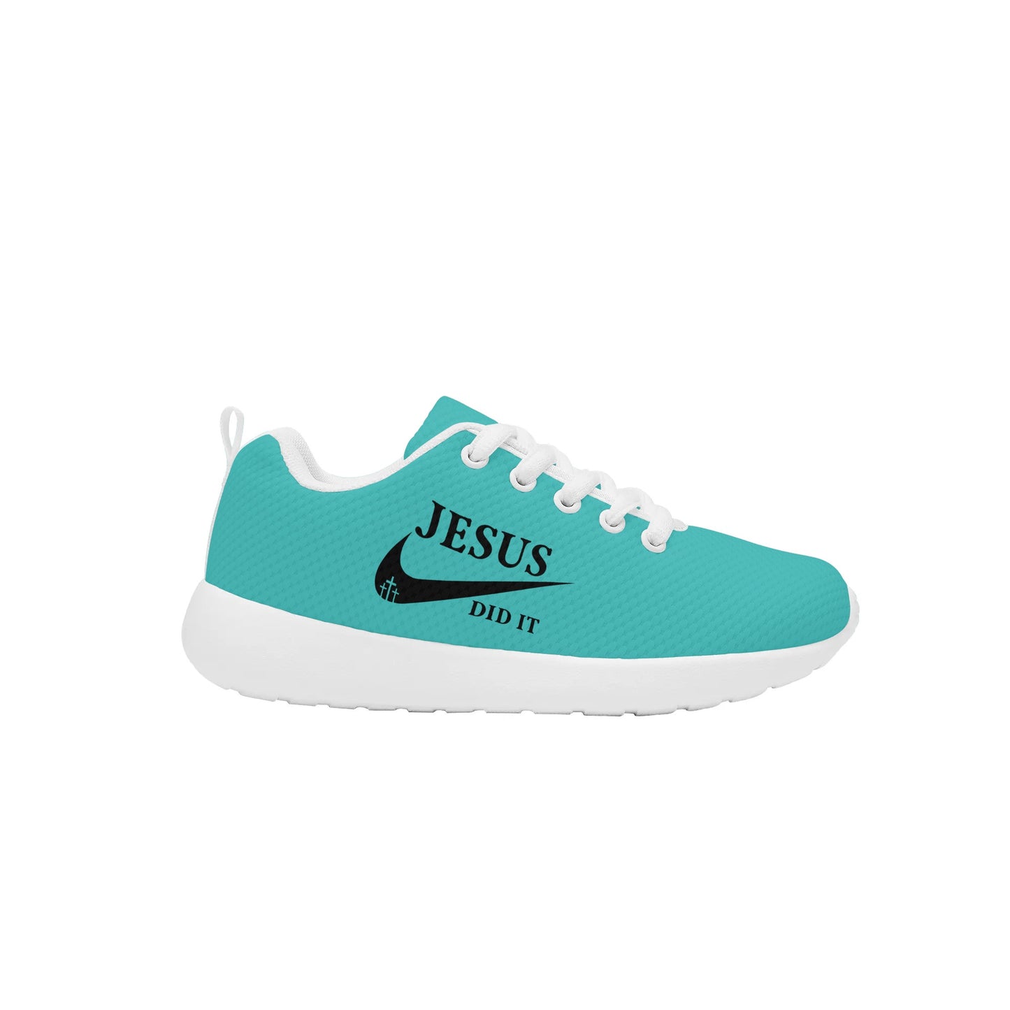 Jesus Did It (Like Nike) Kids Lace-up Athletic Christian Sneakers popcustoms