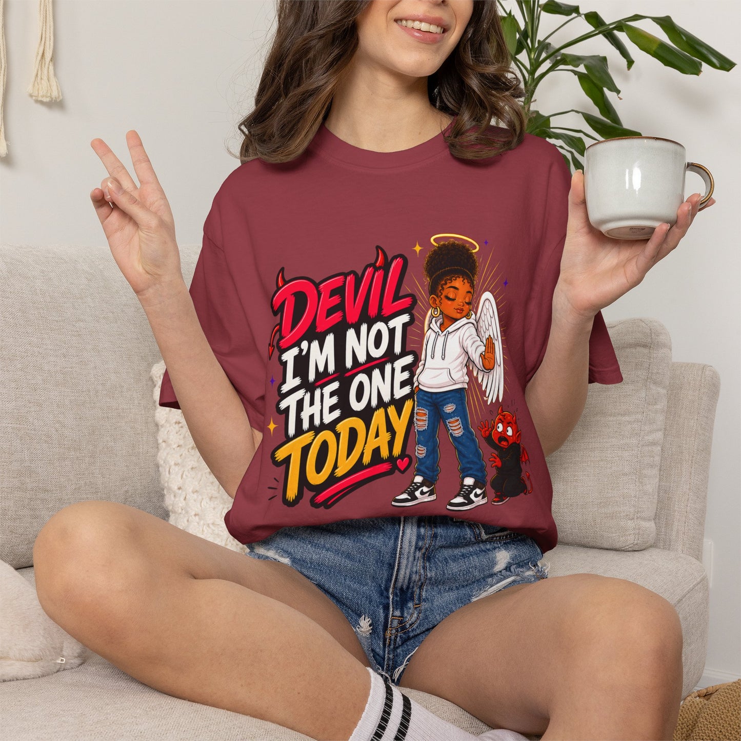 Devil I'm Not the One Today T-Shirt — Funny Angel vs Devil Graphic Tee - ClaimedbyGodDesigns