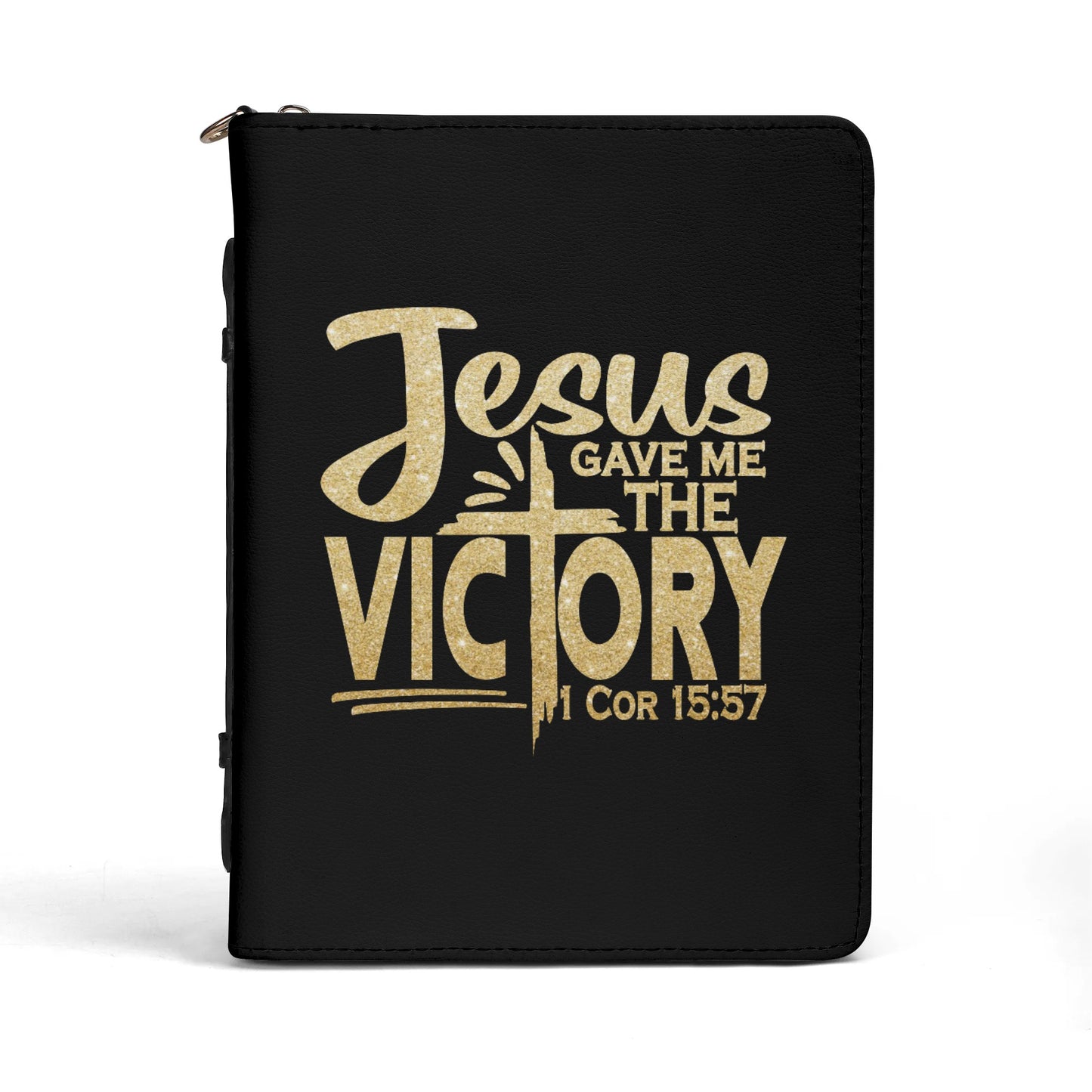 Jesus Gave Me The Victory PU Leather Christian Bible Cover With Pocket no Strap