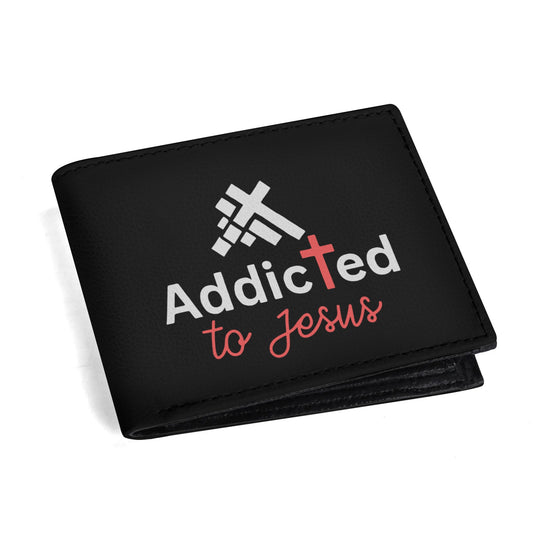 Addicted To Jesus Mens Minimalist PU Leather Christian Wallet