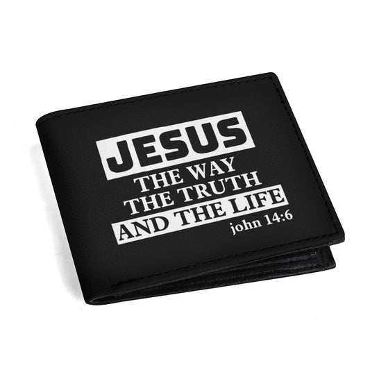 Jesus The Way The Truth The Life Mens Minimalist PU Leather Christian Wallet