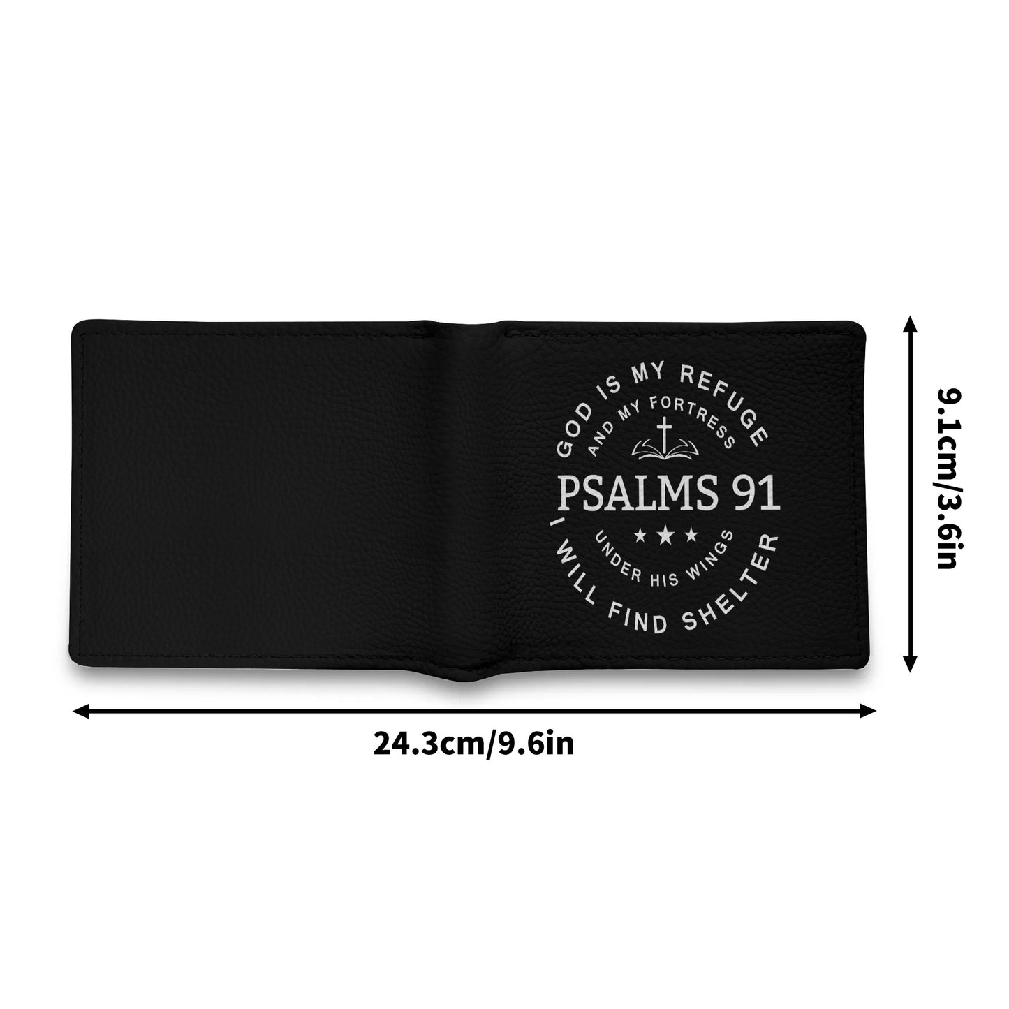Psalms 91 God Is My Refuge Mens Minimalist PU Leather Christian Wallet